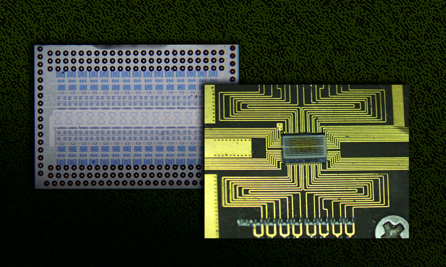 Two views of the silicon chip