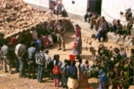 Murcott gives a village water treatment training session in Kusadevi, Nepal.