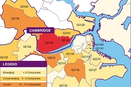 64% of the 146 life sciences companies surveyed in Boston and Cambridge are located within just three zip codes: 02139 (Central Square/MIT), 02142 (Kendall Square/MIT) or 02138 (Harvard
Square).