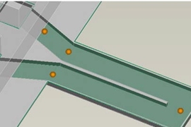 MIT researchers have developed a tiny chip that can be used to weigh single cells or particles. As particles flow through the device, the frequency of vibration of the cantilever (green) is slightly altered, allowing the mass of the particles to be calculated.