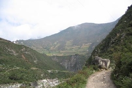 The mountains near the Min River south of Wenchuan City, close to the epicenter of the recent earthquake in China that has killed more than 65,000 people to date.