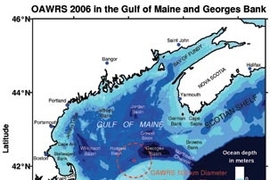 Map of the area off Georges Bank studied by MIT engineers and colleagues.