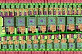 This diagram shows the wiring layout of the radio chip designed by Rahul Sarpeshkar to mimic the human cochlea.