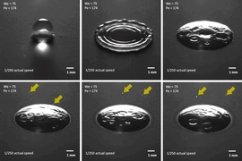 Aerosol generation after drop impingement on porous media is a three-step process, consisting of bubble formation, bubble growth, and bubble bursting.