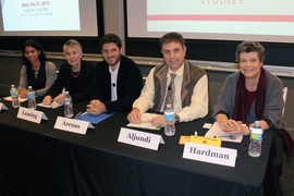 (From left) Serena Parekh, Jennifer Leaning, Nahuel Arenas, Ali Al Jundi, and moderator Anna Hardman