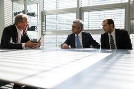 Media Lab co-founder Nicholas Negroponte (left) with President Sargsyan. “If you want to do something impossible, come here,” Negroponte said.