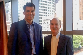 GE Power President and CEO Steve Bolze (left) with MIT Energy Initiative Director Robert Armstrong.
