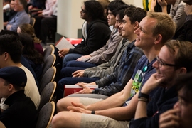 Audience members enjoy the lecture.