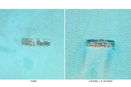 The resulting project has now shown promising initial results, with a foot and a half of localized sand accumulation deposited in just four months.