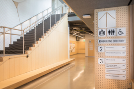 A stairway in the welcome center