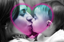 mother and baby kissing