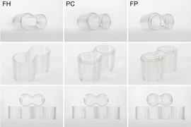 Nine photos show brick examples of the three types of methods: FH has no top; PC has a glass top; and FP has a textured figure-8 glass top.