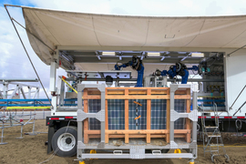 A machine setup holding solar panels